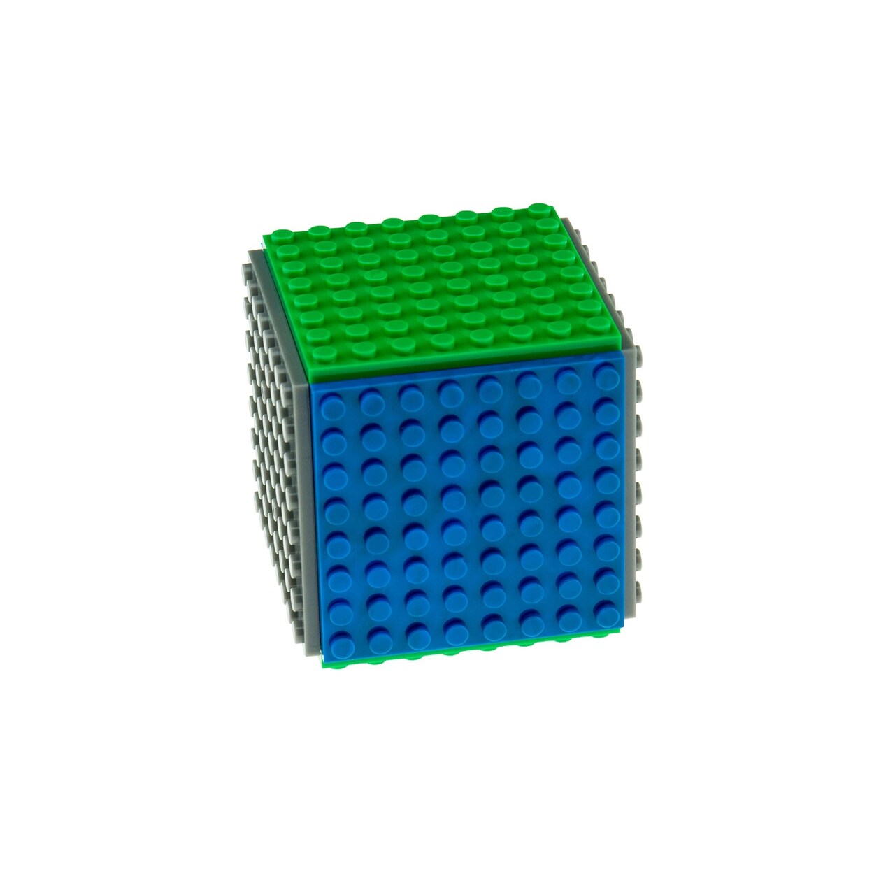 Classic Mini Cube Building Set | Blocks and Bricks Compatible with All Major Brands | STEM Toys Set | 14 Pieces | 8x8 Baseplates and 3D Briks | Blue, Green, and Gray | Patent Pending